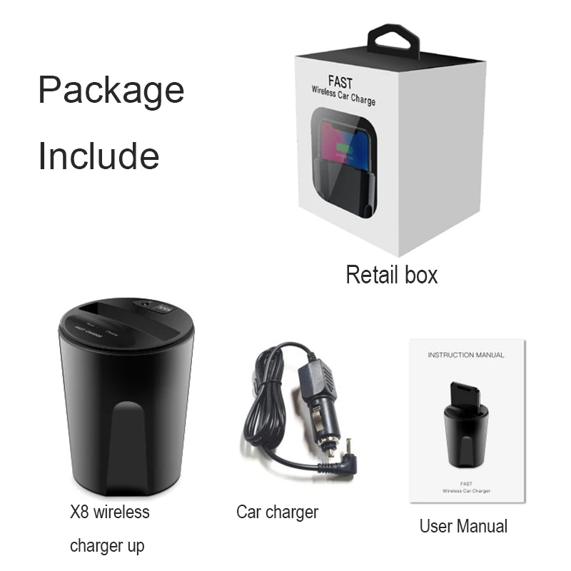 X8 QI Беспроводное Автомобильное зарядное устройство чашка для iPhone 11 Pro XS Max samsung huawei LG Xiaomi USB автомобильное беспроводное зарядное устройство Внешний 2.4A