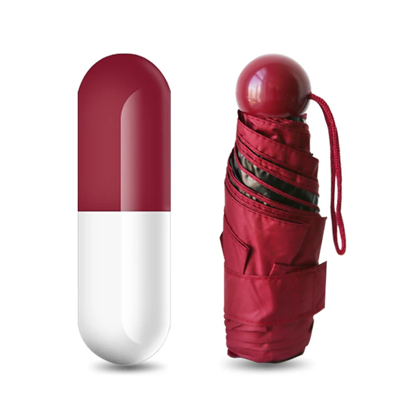 red Женский зонтик-капсула мини легкий маленький карманный зонтик Анти-УФ складной компактный VA88 - Цвет: red