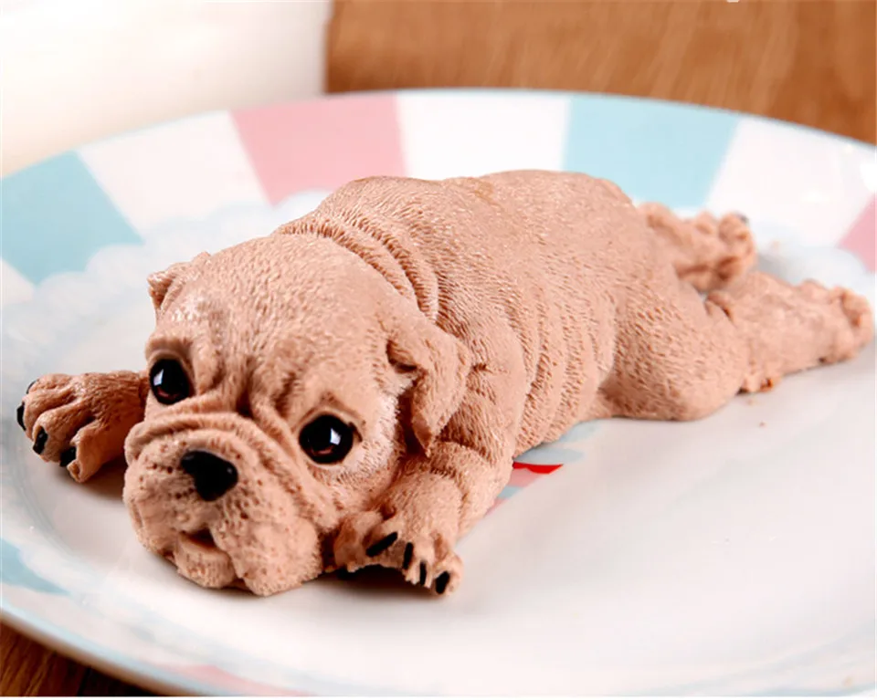 1pcs Cute Dog Silicone Mold Mousse Cake 3D Shar Pei Mould Fondant Decorating Tool Ice Cream Chocolate Moulds Baking Tools