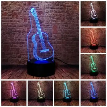 

Flash Guitar Model 3D Illusion LED Desk Nightlight Colourful Changing Light Light-up Toys gift