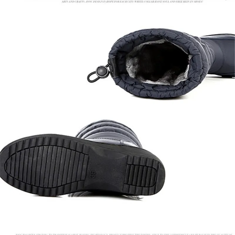 women boots 2019 down-fill warm boots lady softable snow boot black white blue women's boots