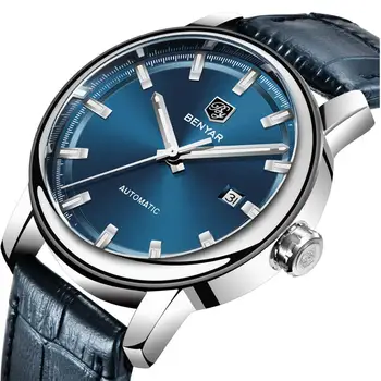 

BENYAR 2020 New Fashion Top Luxury Brand Leather Watch Automatic Mens Wristwatch Men Mechanical Steel Watches Relogio Masculino