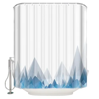 

Abstract Mountain Blue Gradient Shower Curtain Waterproof Curtains Polyester Bath Curtain
