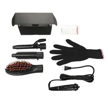 Новинка года 3 в 1 турмалин керамический Набор Сменные бигуди для волос+ горячая щетка+ выпрямитель для волос щетка с перчатками для волос Stylin
