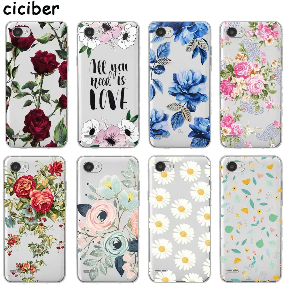 Ciciber красный цветок розы для LG K10 K8 K7 K4 2017 2018 K9 K11 K50 V40 V35 V30 V20 THINQ G7 G6 G8 Q60 Мягкий