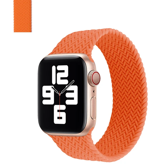 Solo Loop for Apple Watch Strap 44mm 40mm 45mm 41mm 38mm 42mm Elastic Silicone Watchband Bracelet iWatch Serie 7 654321 SE Band Orange