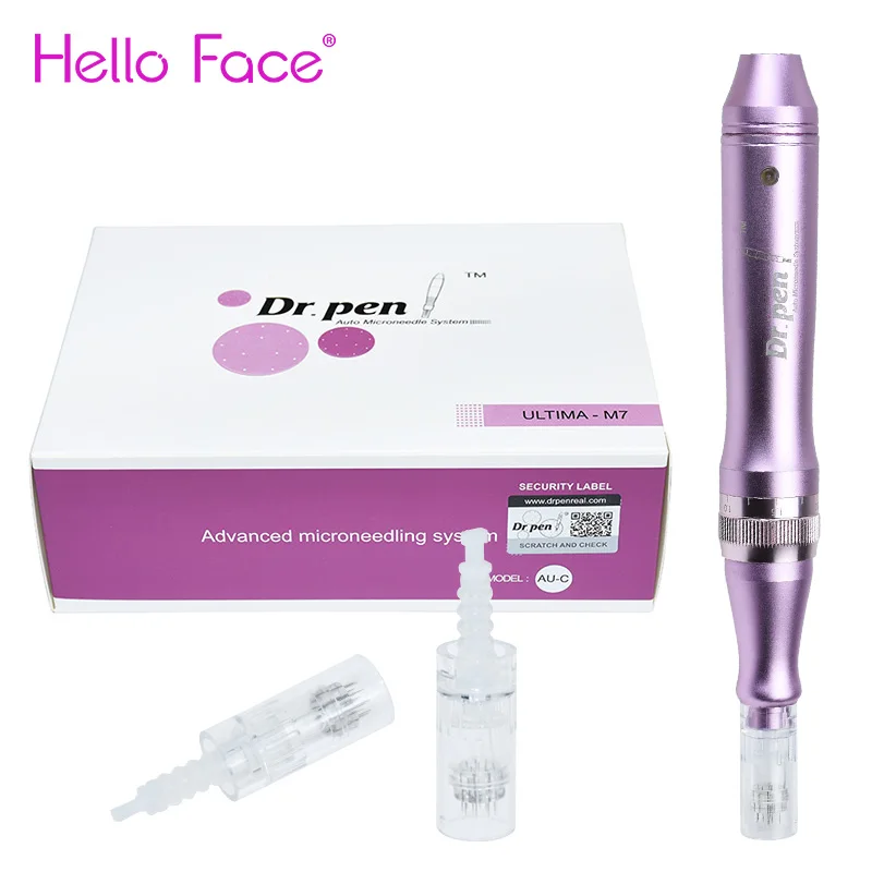 Ultima Dr Pen M7 Prp Microneedling Pen Viola 5 Livelli Penna Derma Elettrica Microneedle Regolabile Con 2 Pezzi 12 Pin