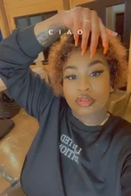 Beeos corto rizado 250% corte Pixie Bob peluca 13*2 Frente de encaje pelucas de cabello humano Remy brasileño cabello humano Pre arrancado con el pelo del bebé