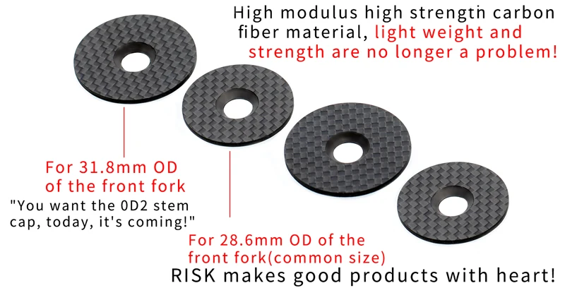 Risk углеродное волокно 28,6 мм стволовая крышка/31,8 мм OD2 стволовая крышка+ TC4 винт из титанового сплава для горной дороги велосипед Велоспорт гарнитура