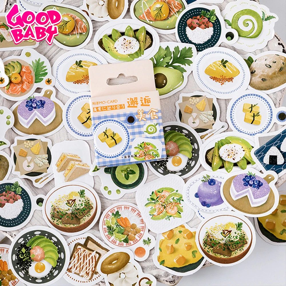 

46Pcs/lot Delicious Food Mini Paper Sticker Decoration DIY Diary Scrapbooking Seal Sticker Kawaii Stationery Cartoon Kids Toys