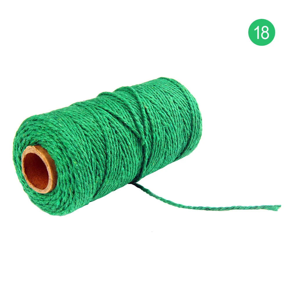 Style 18 2 мм, 100 м, шнур для макраме, хлопковый натуральный шнур, шпагат, шнур для макраме, шпагат для рукоделия, декор на стену, хлопковый пекарь, черный - Цвет: Style 18