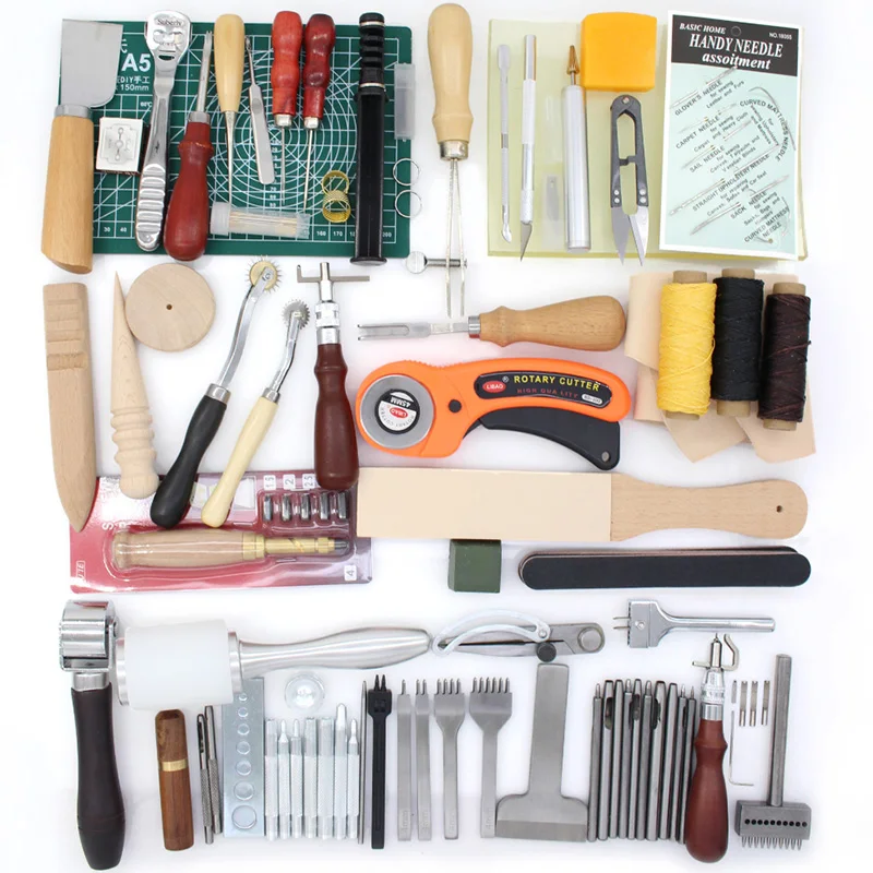 Best Seller 2020 New Leather Craft Tool Set DIY Sewing Stitching Knife Groover Awl Needle Edge Creaser Mat for Leathercraft Working Quality