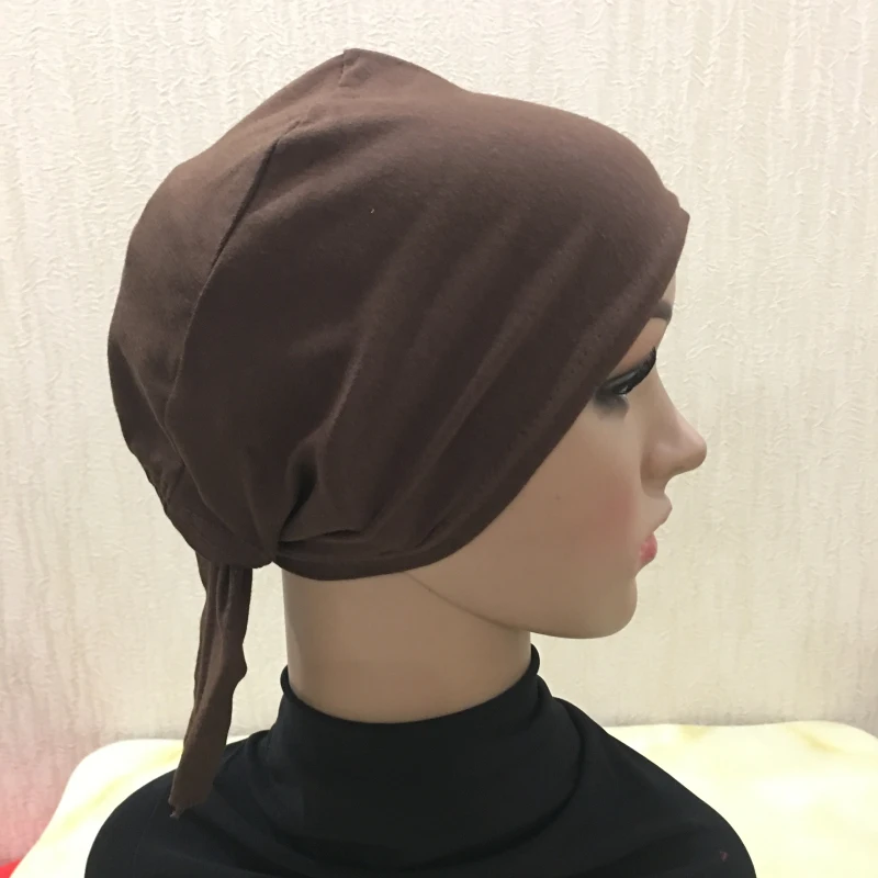 Полное покрытие Внутренняя мусульманская хлопковая хиджаб шапка мусульманская головной убор турецкий шарф мусульманский головной убор - Цвет: Coffee