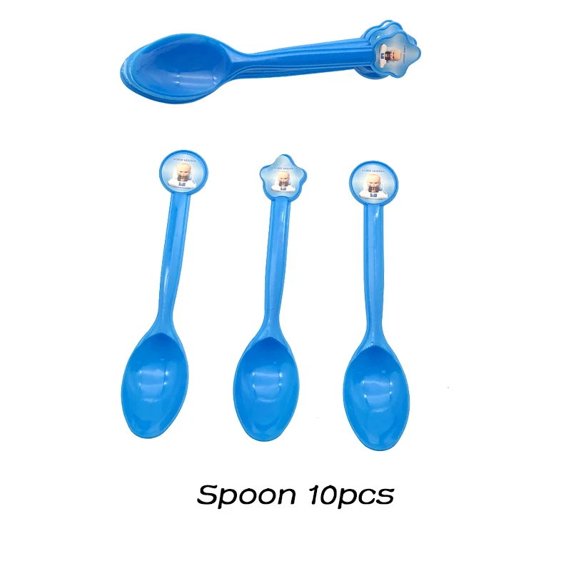 Spoons-10pcs 1 шт./компл. из мультфильма, популярная яркая детская одежда с рисунком Детские Boss их Пластик скатерти для стола, ребенок босс одноразовые покрытие стола Baby Shower День рождения украшения - Цвет: Spoons-10pcs