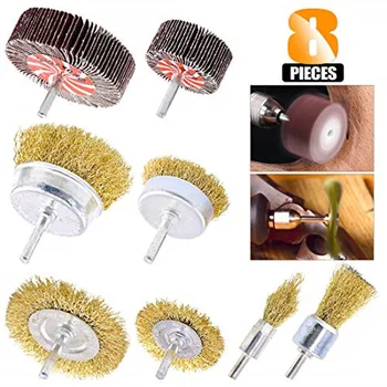

1/4-Inch Shank Wire wheel brush Assortment 80 Grit Grinding 8pcs Drill Bit