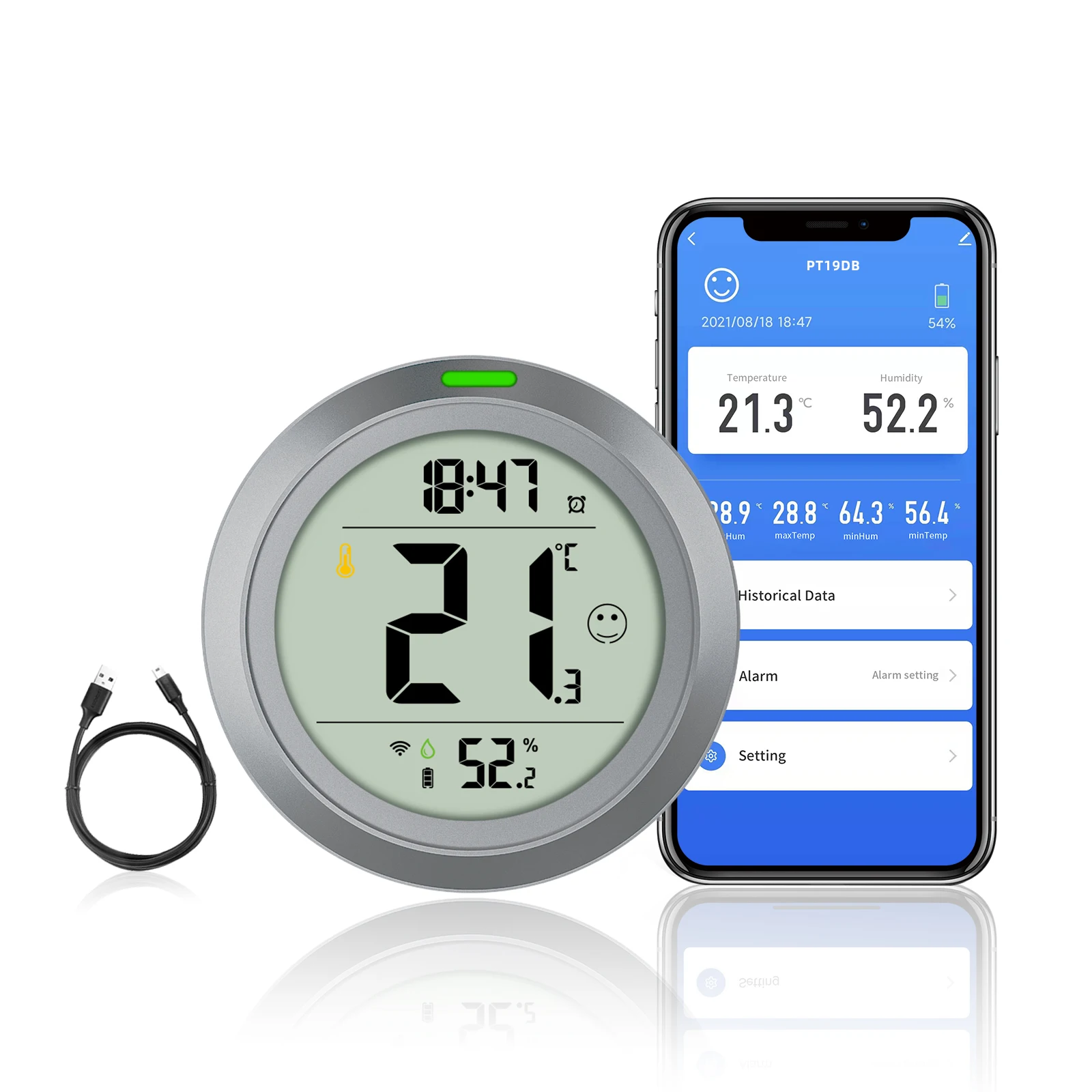 Temperature Humidity Monitor, WIFI Thermometer Hygrometer Multifunctional  Low Power Consumption For Greenhouse