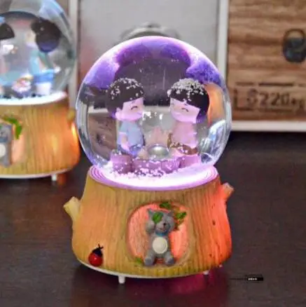 MXP + 727 флэш-дерево кучи пары музыкальная шкатулка в виде хрустального шара