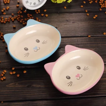 

Cute Pet Dog Cat Food Feeder Ceramic Non-slip Bowl Food Water Dispenser Puppy Kitten Feeding Bowls Cats Cartoon Food Container