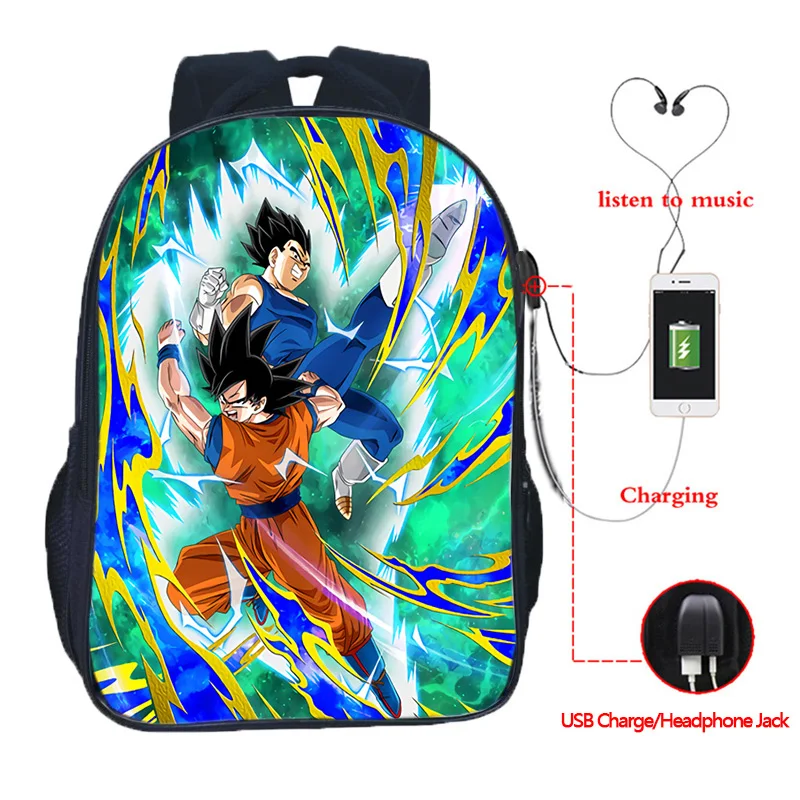 Dragon Ball Z Многофункциональный рюкзак Goku Vegeta школьные сумки для подростков девочек мальчиков зарядка через usb ноутбук рюкзак дорожные сумки - Цвет: 17