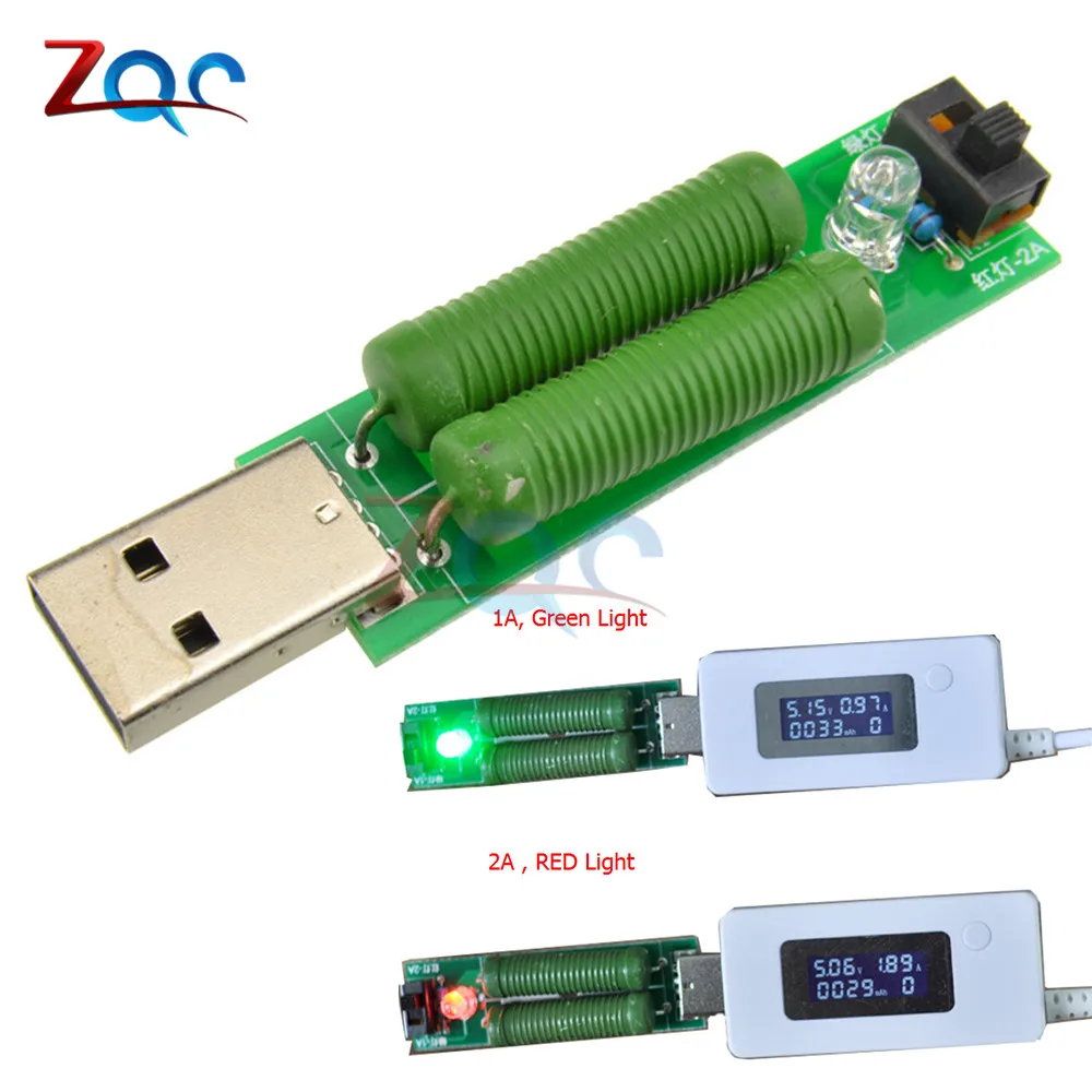 Двойной дисплей USB тестер цифровой вольтметр Амперметр автомобиля напряжение измеритель тока детектор монитор Банк питания зарядное устройство Доктор 5 в 12 В - Цвет: load resistor 1A 2A