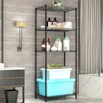 

4-Tier Metal Space Saver Storage Rack Holder Home Kitchen Adjustable Storage Shelf Bookshelf Storage Books Display