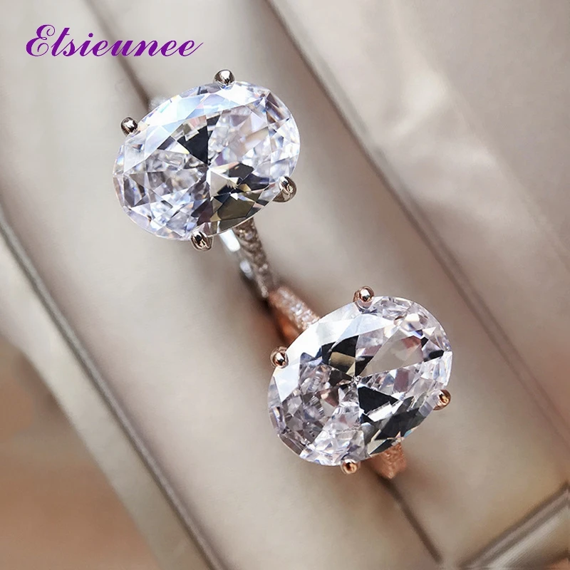 

ELSIEUNEE Classic White Gold Rose Gold Color Simulated Moissanite Diamond Rings for Women S925 Silver Jewelry Ring Wholesale