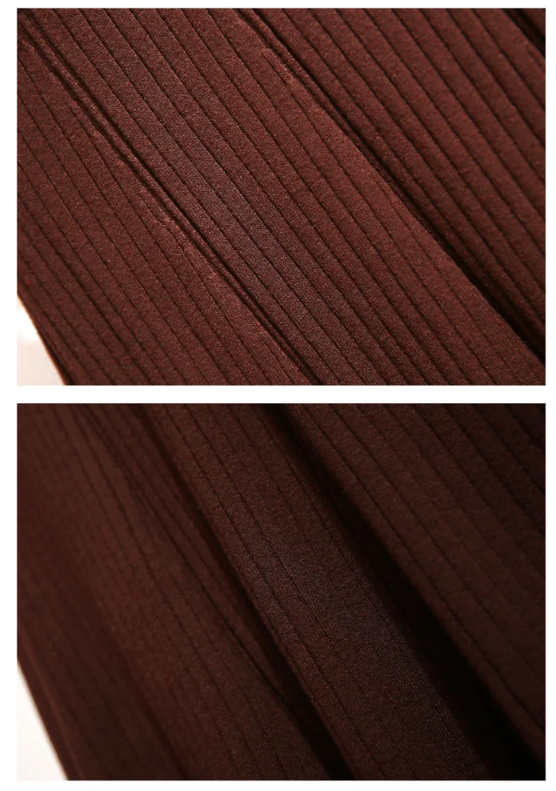 Женская вязаная юбка, Женская Осенняя зимняя Новинка, Корейская длинная юбка трапециевидной формы с высокой талией и рюшами, однотонная вязаная юбка для офисных леди ML277