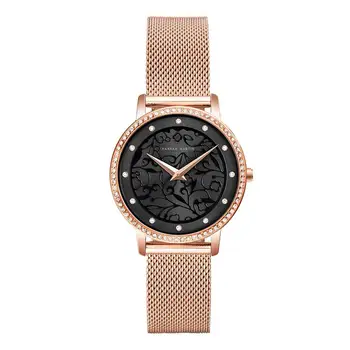 

Quartz Movement High Quality 36mm hannah Martin Women Stainless Steel Mesh Rose Gold Waterproof Ladies Watch