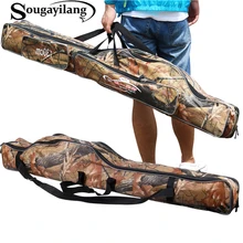 Sougayilang 130cm Camouflage Double Layer Waterproof Fishing Tackle Bag Fishing Rod Bag Canvas Fishing Bag Backpack Fishing Bag