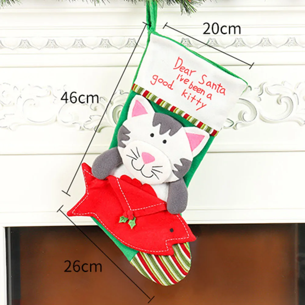 Decor For The New Year Dog Pattern Christmas Stockings Sock Pendant Candy Gift Bag Xmas Tree Decor