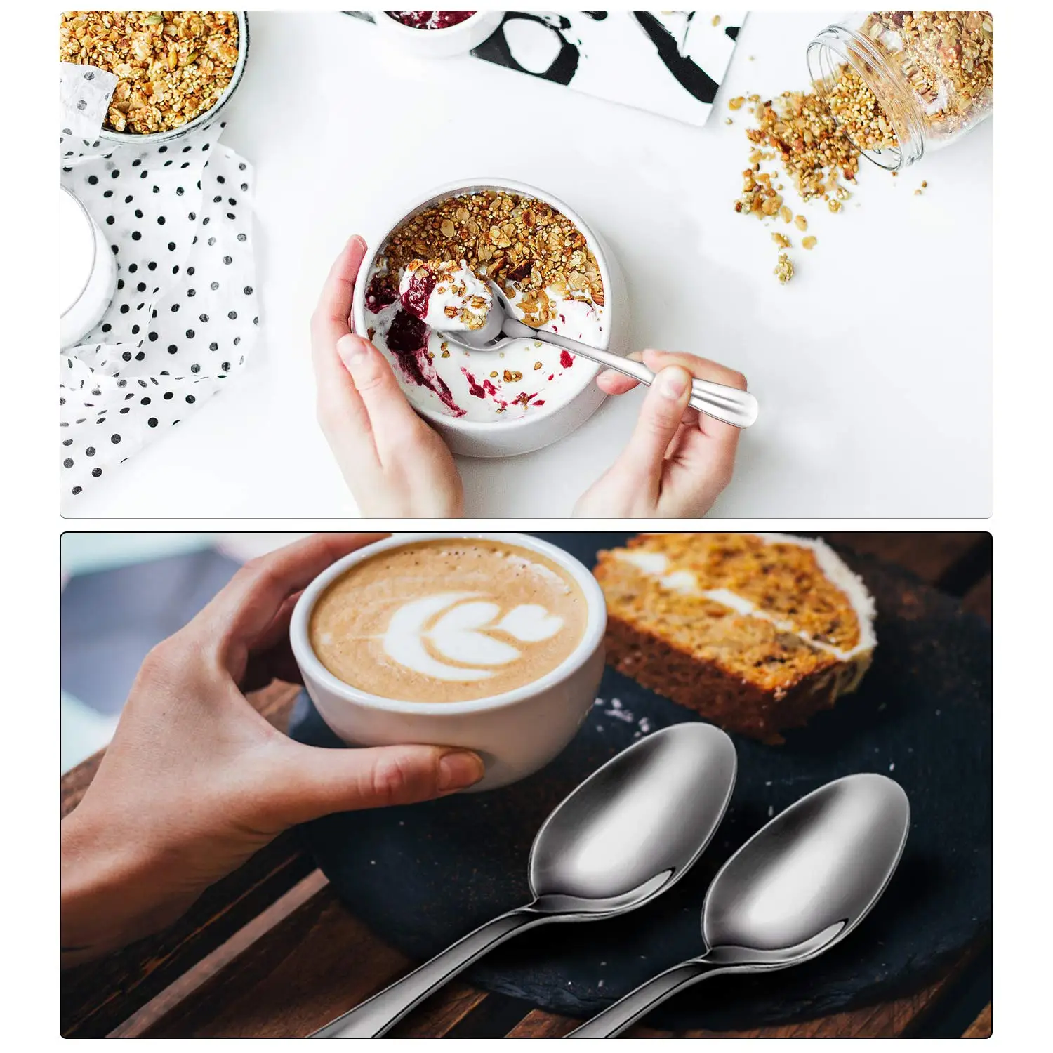1PCS 7.2inches Hot-sale Stainless Steel Dessert Spoon Mirror Polished Modern For Home Kitchen