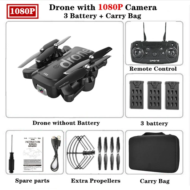 1080P 3Battery Bag KEELEAD F88 Дрон 4K wifi FPV двойная камера Дрон RC Квадрокоптер профессиональный оптический поток 18 мин Время полета складной Дрон VS SG106 - Цвет: 1080P 3Battery Bag