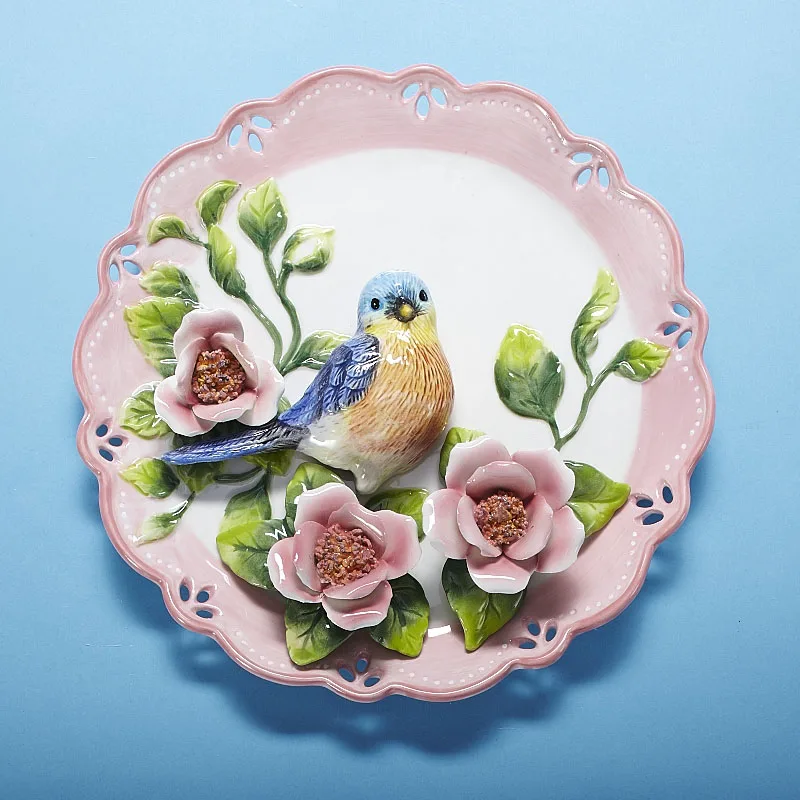 Royal Designs Decorative Plate with Three Birds Design 