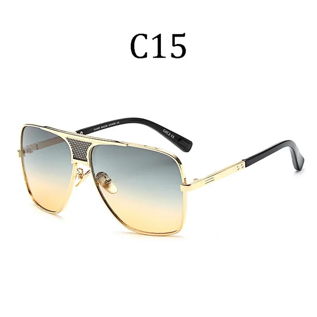 Lvvkee классические роскошные квадратные мужские большие солнцезащитные очки пилота в винтажном стиле женские солнцезащитные очки grandmaster UV400 Мужские и женские - Цвет линз: C15