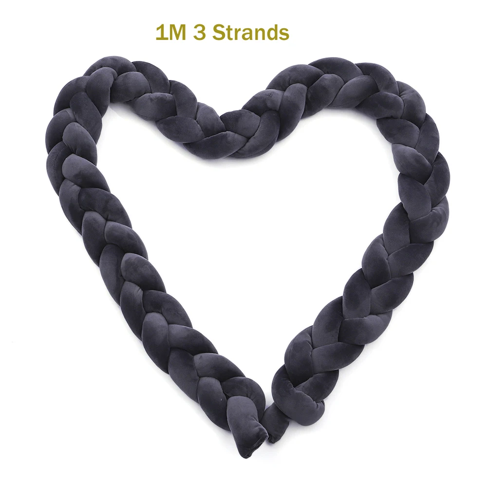 1M 3 Strands Grey 1 3 м 4 нити оплетка Детские кроватки бампер узлом накладка на перила кроватки «дышащая» Подушка колодка детская постельное для колыбели номер Декор защита для кроватки - Цвет: 1M 3 Strands Grey 1