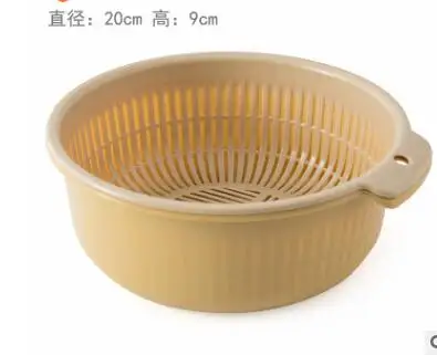 L beige Многофункциональный мытье овощей и фруктов дуршлаг съемный двойной слой мусорное ведро для хранения салатника pf9048 - Цвет: L beige
