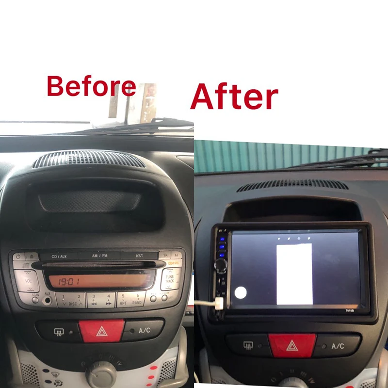2 Din Car DVD Fascia for Toyotax Aygox /Citroenx C1/PeugxEot 107 2005- Fascia Dash Kit Radio Panel Stereo Cover Plate Trim