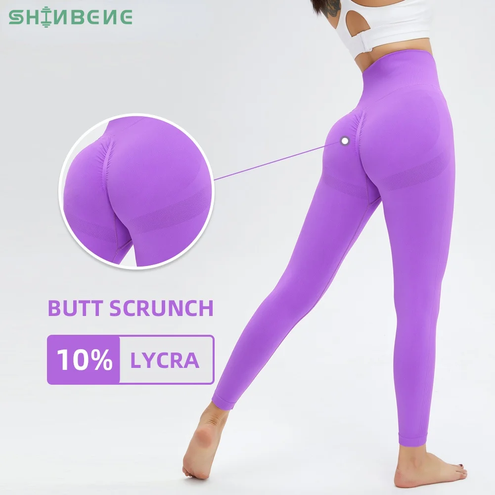 

SHINBENE HIGH END Sexy Booty Seamless Sport Leggings Women Butt Scrunch High Rise Compression Fitness Workout Tights Yoga Pants