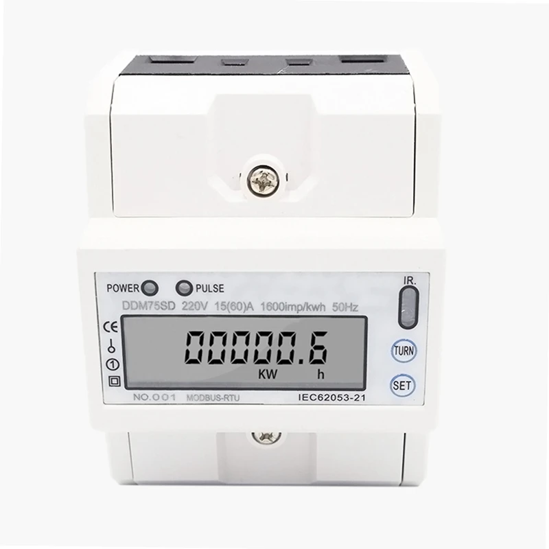 Однофазный двухпроводной DDM75SD RS485 MODBUS протокол ЖК-дисплей 220 В 50 Гц din-рейку ваттметр измеритель мощности Ватт метр