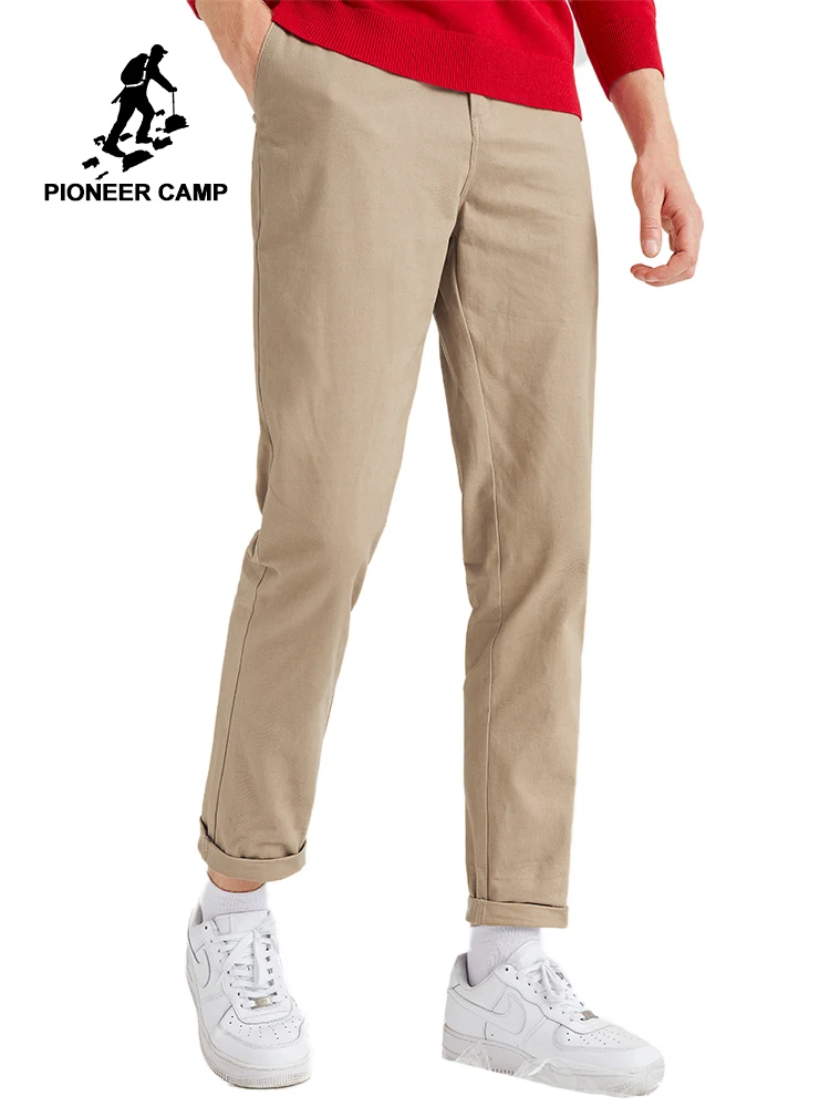 Pioneer Camp однотонные повседневные брюки Мужская брендовая одежда темно-синие черные Хаки качественные Стрейчевые прямые брюки мужские AXX902390