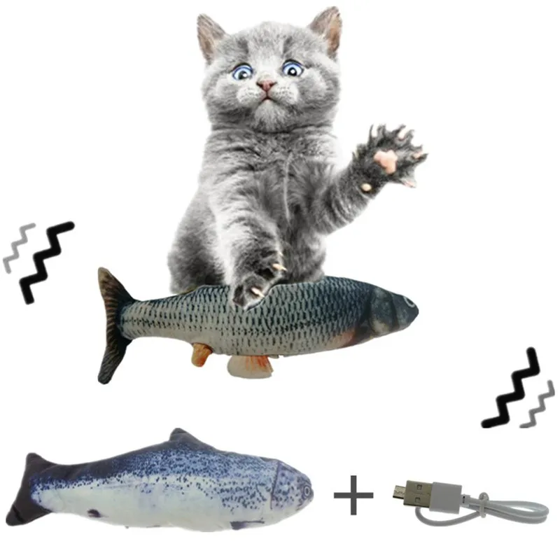 

Electric Fish Toy with PP Cotton Filled Chewing Simulation Plush Interactive Cat Accessories