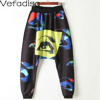 

Vefadisa Spring Print Harem Pants Women 2020 Elastic Waist Trousers Casual Full Length Pants Pockets Loose Women Pants QYF1866
