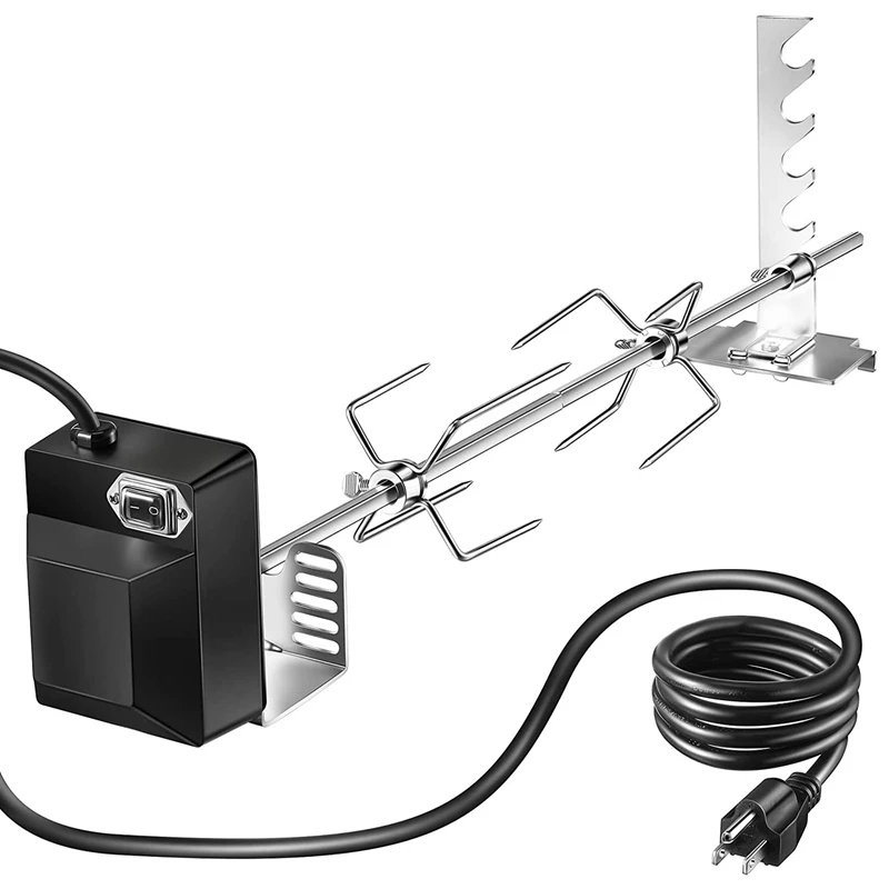 Rotisserie Grill Kit Universal with 71.12 cm Spray Rod Complete Bracket and Fixing Screws-US Plug |