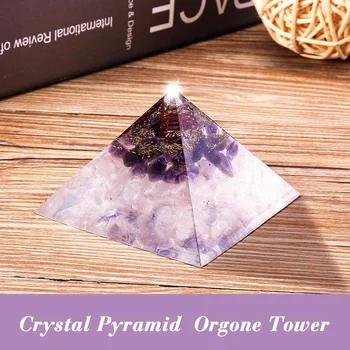

Pyramid Stone Chakras Orgorne Natural Gemstone Organit Quartz Crystal Energy Circle Healing Fengshui Home Decor Crafts Gift