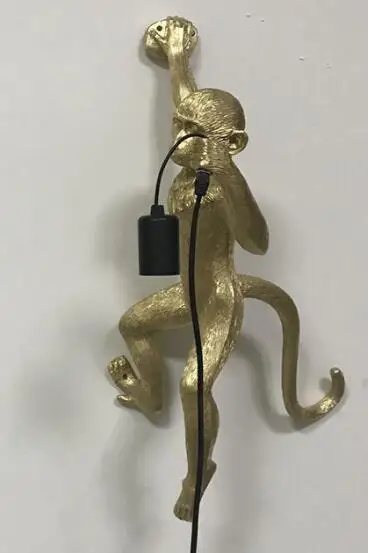 Gold -right hand Полимерная черная, белая, Золотая лампа в форме обезьяны, подвесной светильник для гостиной, лампы для художественного салона, кабинета, светодиодный светильник s lustre с E27, светодиодная лампа - Цвет корпуса: Gold -right hand