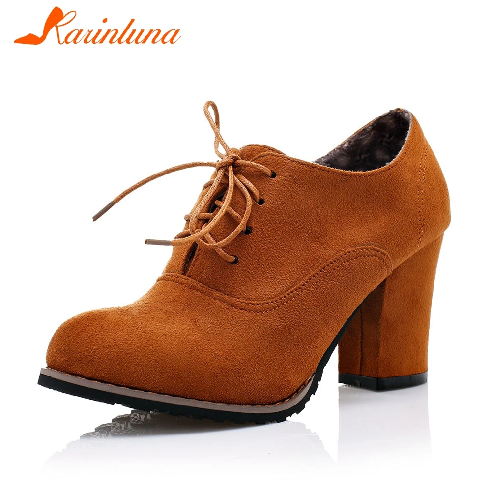 

KARINLUNA New Plus Size 31-48 Autumn Spring Fashion Ladies High Heels Lace Up Shoes Woman Casual Office Party Pumps Women