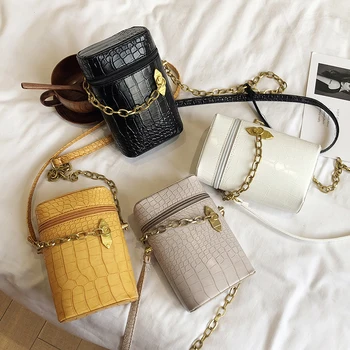 

Mini Stone Pattern Bags for Women 2020 Retro Female Chain Crossbody Shoulder Messenger Bag PU Leather Summer Lady Bucket Handbag