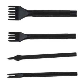 

Set of 4 Leather Craft Tools Black Hole Punches needle Tool 1+2+4+6 Prong 4mm