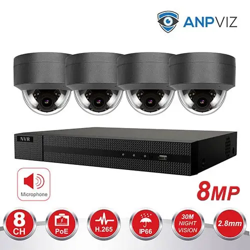 8CH 4K POE NVR Kit Security Camera System 8.0MP IR Indoor/Outdoor CCTV Dome POE IP Camera P2P Video Surveillance Set 2TB HDD - Цвет: 4 Gray 8MP KIT