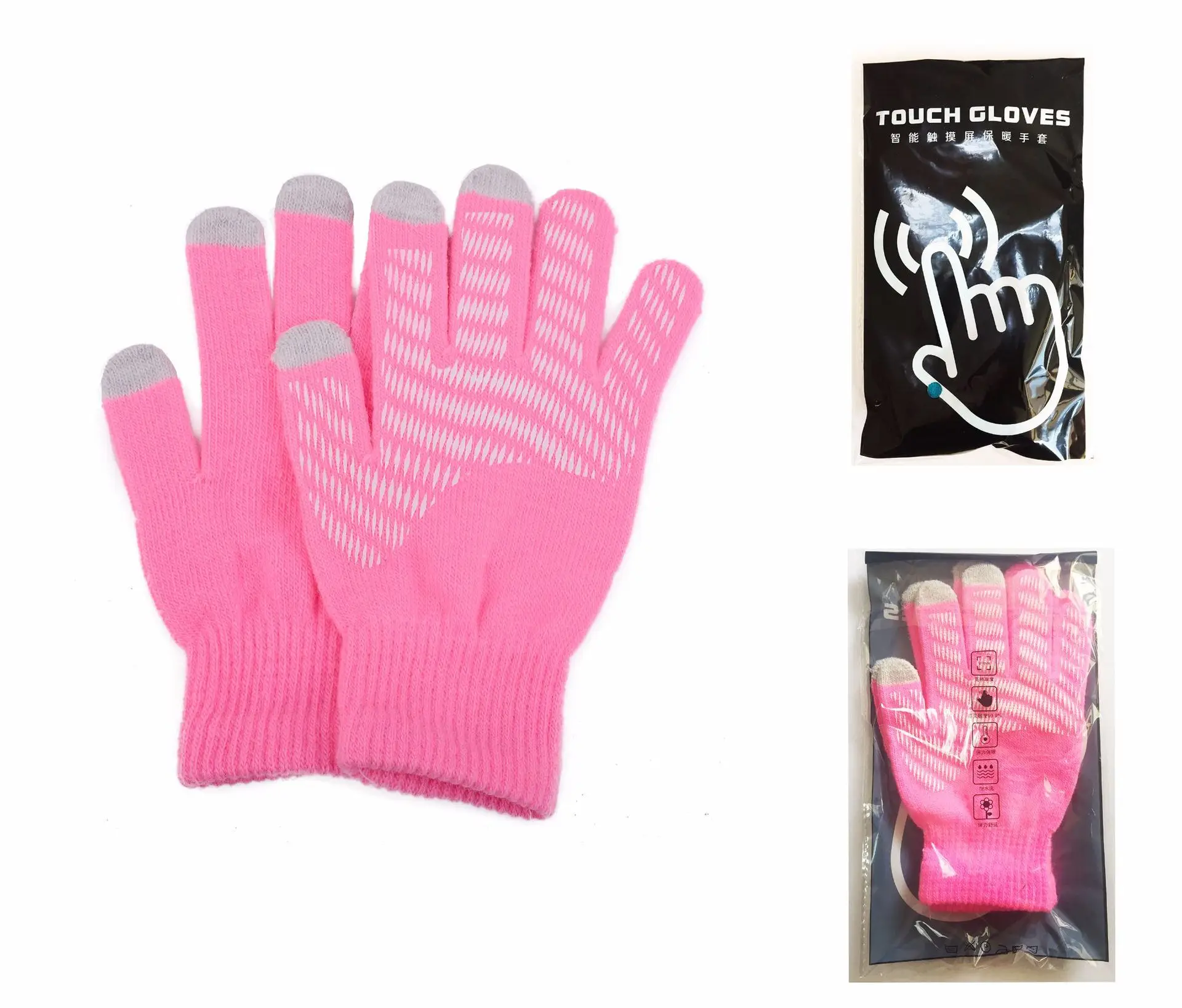 Зимние теплые емкостные вязаные перчатки унисекс, теплые перчатки для рук с сенсорным экраном, женские перчатки для смартфона, новые перчатки для мужчин и женщин - Цвет: Pink